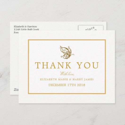  Nautical Gold Anchor Wedding Hartelijk dank Briefkaart (Voorkant / Achterkant)