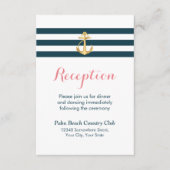 Nautical Gold Anchor Wedding Reception Informatiekaartje (Voorkant)