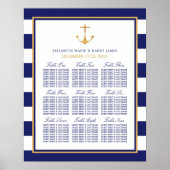 Nautical Gold Anchor Wedding Seating Chart Poster (Voorkant)