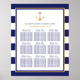  Nautical Gold Anchor Wedding Seating Chart Poster
