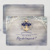 Nautical Gold Anchor wordt je mijn bruidsmeisje Kaart (Voorkant / Achterkant)