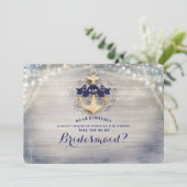 Nautical Gold Anchor wordt je mijn bruidsmeisje Kaart (Staand voorkant)