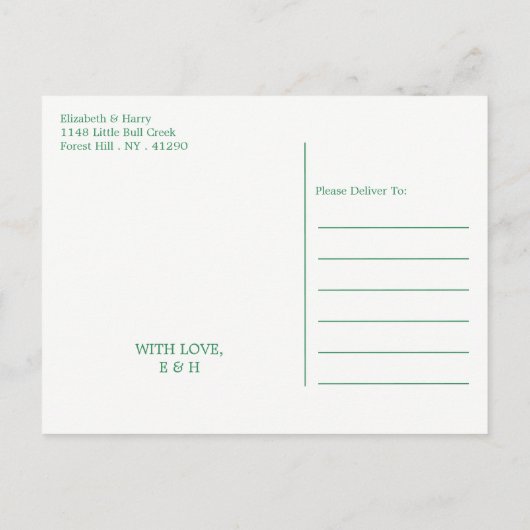 Nautical Gold Anchor, Zee Green Gold Save the Date Aankondigingskaart (Achterkant)