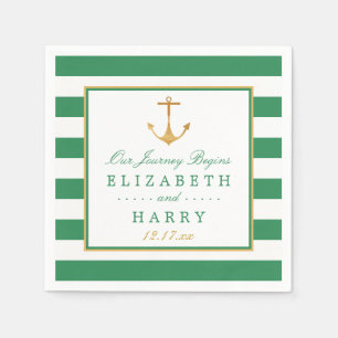 Nautical Gold Anchor, Zee Green & Gold Wedding Servet