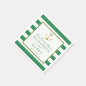 Nautical Gold Anchor, Zee Green & Gold Wedding Servet (Hoek)