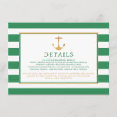 Nautical Gold Anchor, Zee Green Wedding Detail Informatiekaartje (Voorkant)