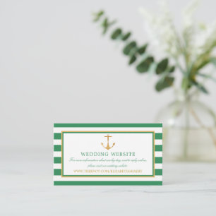 Nautical Gold Anchor, Zee Green Wedding Website Informatiekaartje
