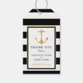  Nautical Gold Anchor, zwart & goudweddenschap Cadeaulabel (Voorkant)