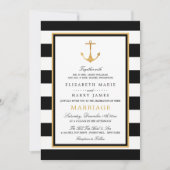  Nautical Gold Anchor, zwart & goudweddenschap Kaart (Voorkant)