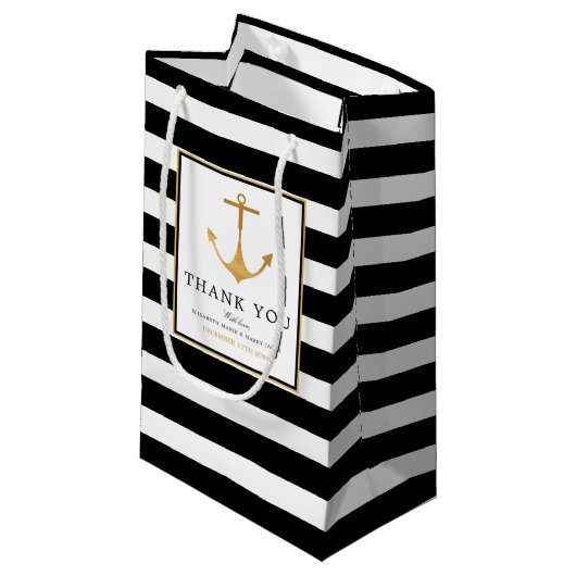  Nautical Gold Anchor, zwart & goudweddenschap Klein Cadeauzakje (Voorkant Gekanteld)