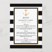  Nautical Gold Anchor, zwart & goudweddenschap Menu (Voorkant)