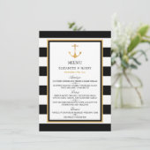  Nautical Gold Anchor, zwart & goudweddenschap Menu (Staand voorkant)