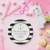 Nautical Gold Anchor, zwart & goudweddenschap Papieren Bordje (Feest)