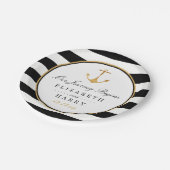 Nautical Gold Anchor, zwart & goudweddenschap Papieren Bordje (Gekanteld)