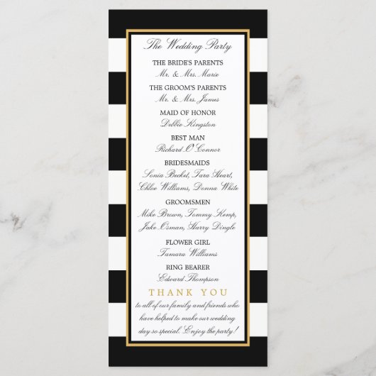  Nautical Gold Anchor, zwart & goudweddenschap Programmakaart (Achterkant)