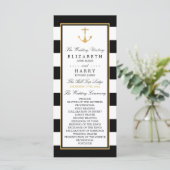  Nautical Gold Anchor, zwart & goudweddenschap Programmakaart (Staand voorkant)
