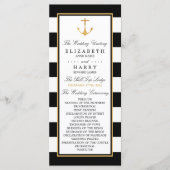  Nautical Gold Anchor, zwart & goudweddenschap Programmakaart (Voorkant)