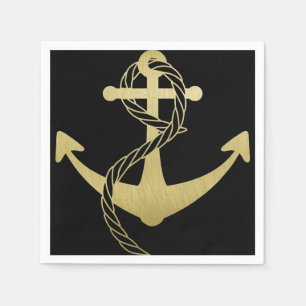 Nautical Gold and Black Party Napkins Servetten