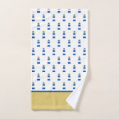 Nautical Gold and marine blue Lighthouse Bath Towe Bad Handdoek (Handdoek)