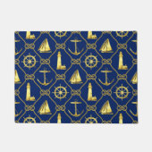 Nautical Gold and Navy Blue Rope aan het kustdecor Deurmat (Voorkant)