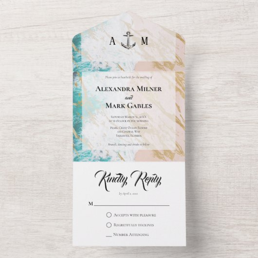 Nautical Gold Beach All in one Invision All In One Uitnodiging (Binnen)