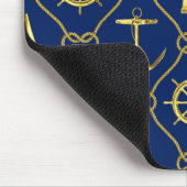 Nautical Gold Blue Lighthouse Sailboat Desk Muismat (Hoek)