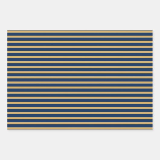 Nautical Gold Blue Navy Anchor Stripes Boat Wheel Inpakpapier Vel (Voorkant 2)