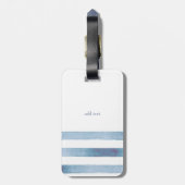 Nautical Gold Boat Wheel, Blue Waterverf Stripes Bagagelabel (Achterkant verticaal)