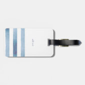 Nautical Gold Boat Wheel, Blue Waterverf Stripes Bagagelabel (Achterkant horizontaal)