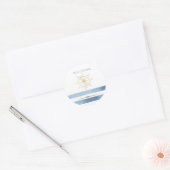 Nautical Gold Boat Wheel, Blue Waterverf Stripes Ronde Sticker (Envelop)