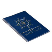 Nautical Gold Boat Wheel, Navy Blue Notitieboek (Rechterzijde)