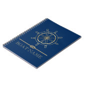 Nautical Gold Boat Wheel, Navy Blue Notitieboek (Linkerzijde)
