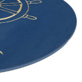 Nautical Gold Boat Wheel, Navy Blue Snijplank (Hoek)