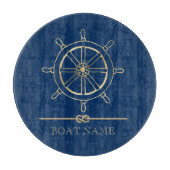 Nautical Gold Boat Wheel, Navy Blue Snijplank (Voorkant)