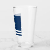 Nautical, Gold Boat Wheel, Navy Blue Stripes Glas (Links)