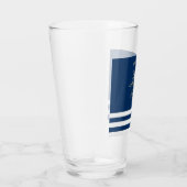 Nautical, Gold Boat Wheel, Navy Blue Stripes Glas (Rechts)