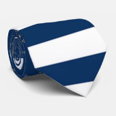 Nautical, Gold Boat Wheel, Navy Blue Stripes Stropdas (Opgerold)