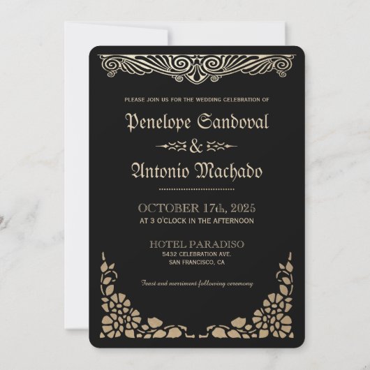  Nautical Gold Foil Wedding Invitations Kaart (Achterkant)