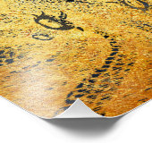 Nautical  Gold Octopus Black Ink Waterverf Foto Afdruk (Hoek)