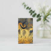 Nautical  Gold Octopus Black Ink Waterverf Visitekaartje (Staand voorkant)