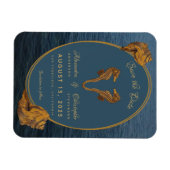Nautical Gold Seahorse Beach Bruiloft Save the Dat Magneet (Horizontaal)