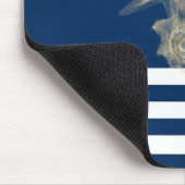 Nautical, Gold Seashells Navy Blue Stripes Muismat (Hoek)