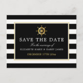 Nautical Gold Wheel, Black & Gold Save the Date Aankondigingskaart (Voorkant)