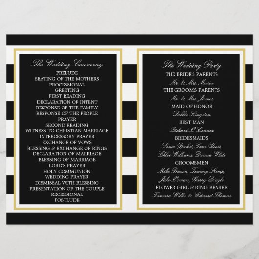 Nautical Gold Wheel, Black/Gold Weddenprogramma (Achterkant)