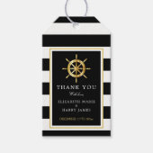 Nautical Gold Wheel, Black & Gold Weddenschap Cadeaulabel (Voorkant)