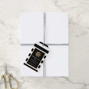  Nautical Gold Wheel, Black & Gold Weddenschap Cadeaulabel