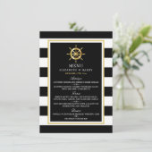  Nautical Gold Wheel, Black & Gold Weddenschap Menu (Staand voorkant)