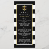 Nautical Gold Wheel, Black & Gold Weddenschap Menu (Voorkant)