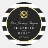  Nautical Gold Wheel, Black & Gold Weddenschap Ronde Sticker (Voorkant)