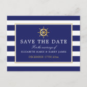 Nautical Gold Wheel, marine & Gold Save the Date Aankondigingskaart (Voorkant)